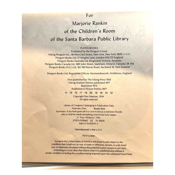 Vintage 1977 Beady Bear Book by Don Freeman, HC Library Binding - Picture 4 of 6